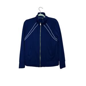 NWT Anne Klein navy blue and white full zip up sweatshirt size small